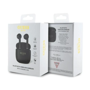 Guess True Wireless Script Logo BT5.3 - Słuchawki TWS + etui ładujące (czarny)
