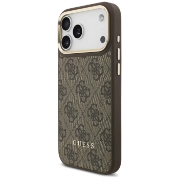 Guess Bundle Pack MagSafe 4G - Zestaw etui + portfel MagSafe do iPhone 17 Pro Max (brązowy)