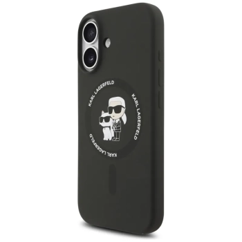Karl Lagerfeld Silicone Karl & Choupette Ring MagSafe - Etui iPhone 17 (czarny)