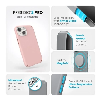 Speck Presidio2 Pro Magsafe - Etui iPhone 15 / iPhone 14 / iPhone 13 (Dahlia Pink / Rose Copper / White)