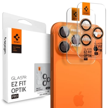 Spigen Optik Pro GLAS.TR EZ Fit Camera Protector 2-Pack - Szkło ochronne na obiektyw do iPhone 16 Pro / 16 Pro Max / 17 Pro / 17 Pro Max (2 szt) (Oran