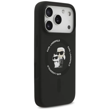 Karl Lagerfeld Silicone Karl & Choupette Ring MagSafe - Etui iPhone 17 Pro Max (czarny)