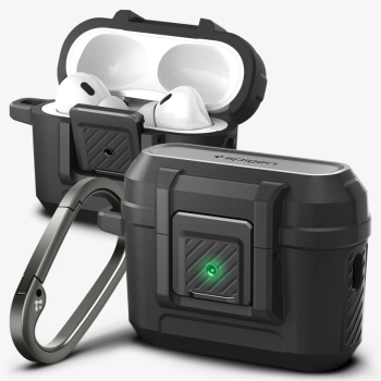Spigen Lock Fit - Pancerne etui do Apple Airpods Pro 1 / 2 (Czarny)