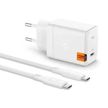 Spigen ArcStation Pro GaN-651 - Ładowarka sieciowa USB-C PD 3.0 PPS 65W + kabel USB-C (Biały)