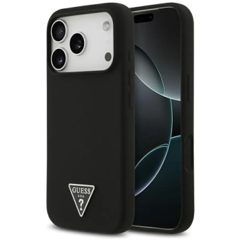 Guess Silicone Triangle Logo MagSafe - Etui iPhone 17 Pro (czarny)