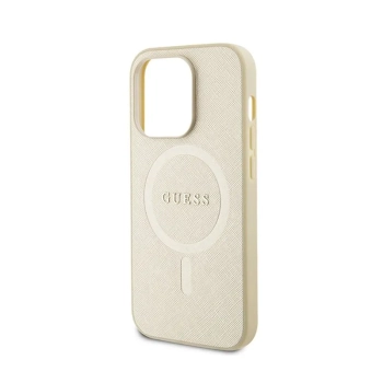 Guess Saffiano MagSafe - Etui iPhone 15 Pro Max (złoty)