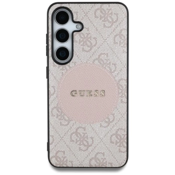 Guess 4G Round Patch Classic Logo MagSafe - Etui do Samsung Galaxy S25+ (różowy)