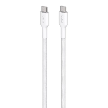 PURO Fabric - Kabel w oplocie heavy duty USB-C do USB-C 1,2m (biały)