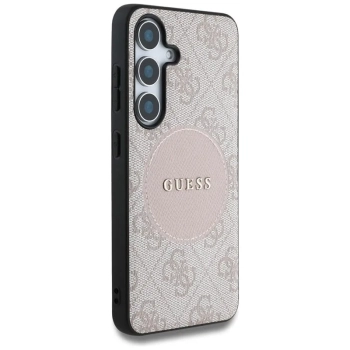 Guess 4G Round Patch Classic Logo MagSafe - Etui do Samsung Galaxy S25+ (różowy)
