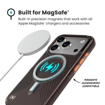 Speck Presidio Lux Grip MagSafe - Etui iPhone 17 Pro (Luxury Shade Matte / Orange)