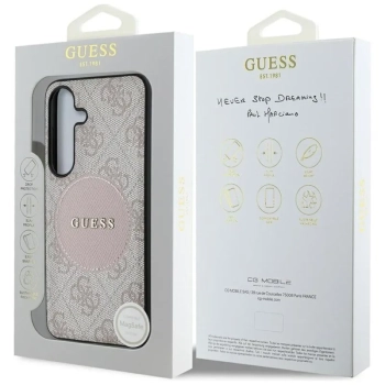 Guess 4G Round Patch Classic Logo MagSafe - Etui do Samsung Galaxy S25+ (różowy)