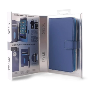 PURO Smart Wallet - Uniwersalne etui z uchwytem do robienia zdjęć z kieszonkami na karty i pieniądze, rozmiar XL (niebieski)
