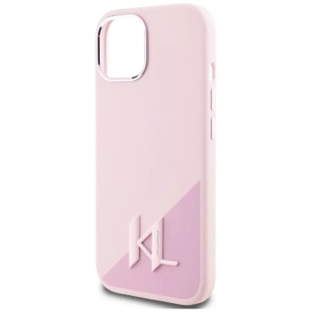 Karl Lagerfeld Silicone Shadow Metal Initial MagSafe - Etui do iPhone 15 (różowy)