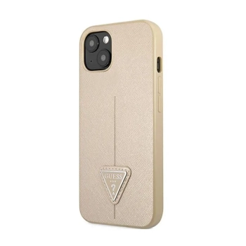 Guess Saffiano Triangle Logo Case - Etui iPhone 13 mini (beżowy)