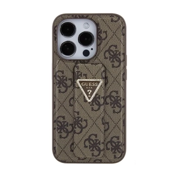 Guess Grip Stand 4G Triangle Strass Logo - Etui iPhone 15 Pro Max (brązowy)