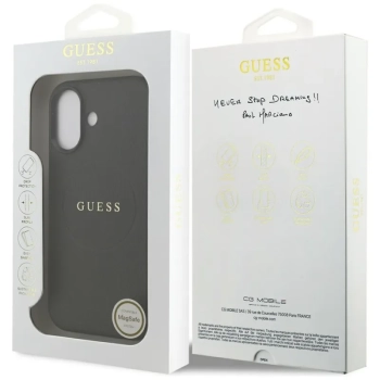 Guess Grained Ring MagSafe - Etui iPhone 17 (czarny)