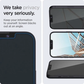 Spigen GLAS.TR EZ FIT Privacy 2-Pack - Szkło hartowane z filtrem prywatyzującym do iPhone 16e / iPhone 14 / iPhone 13 Pro / iPhone 13 2 szt