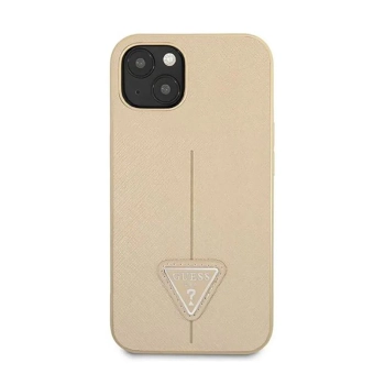 Guess Saffiano Triangle Logo Case - Etui iPhone 13 mini (beżowy)
