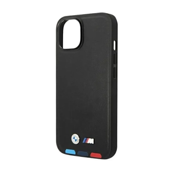 BMW Leather Hot Stamp Tricolor MagSafe - Etui iPhone 14 Plus (Czarny)