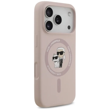 Karl Lagerfeld Silicone Karl & Choupette Ring MagSafe - Etui iPhone 17 Pro (różowy)