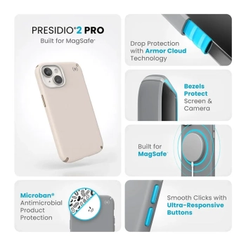 Speck Presidio2 Pro Magsafe - Etui iPhone 15 / iPhone 14 / iPhone 13 (Bleached Bone / Heirloom Gold / Hazel Brown)