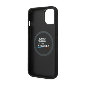 BMW Leather Hot Stamp Tricolor MagSafe - Etui iPhone 14 Plus (Czarny)