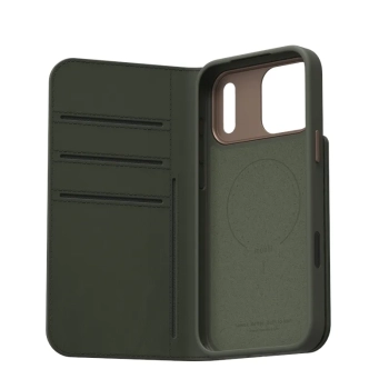Moshi Overture MagSafe - Skórzane etui 3w1 z klapką iPhone 17 Pro Max (Moss Green)