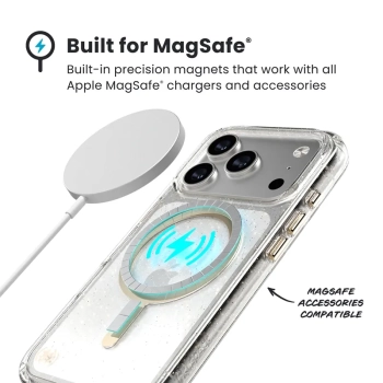Speck Presidio Lux MagSafe - Etui iPhone 17 Pro (Glitter / Gold Metallic)
