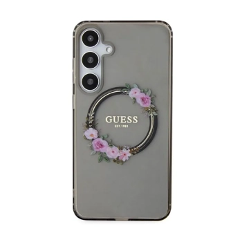 Guess IML Flowers Wreath MagSafe - Etui Samsung Galaxy S24+ (czarny)