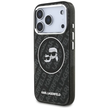 Karl Lagerfeld IML Glitter Karl & Choupette Heads Logo MagSafe - Etui iPhone 17 Pro (czarny)