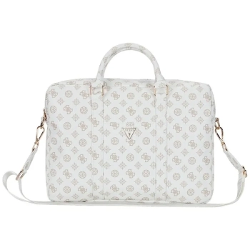 Guess 4G Peony Front Pocket Zipper Triangle Logo - Torba na notebooka 16" (biały)