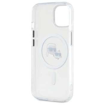 Karl Lagerfeld IML Metal Karl & Choupette Head MagSafe - Etui iPhone 15 (biały)
