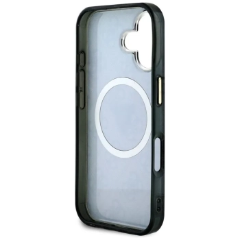 Guess IML Metal Glitter 4G Circle Triangle MagSafe - Etui do iPhone 16 (czarny)