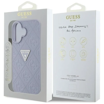 Guess Hot Stamp 4G Pattern Triangle Metal Logo - Etui do iPhone 16 (fioletowy)