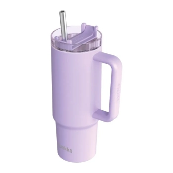 Quokka Stream - Kubek termiczny ze stali nierdzewnej 950 ml ze słomką (Purple)