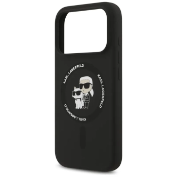 Karl Lagerfeld Silicone Karl & Choupette Ring MagSafe - Etui iPhone 17 Pro (czarny)