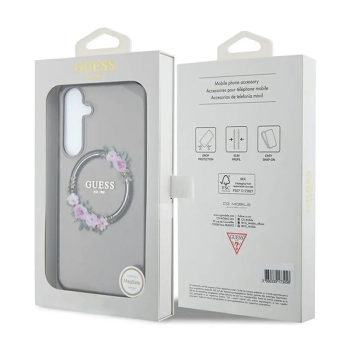 Guess IML Flowers Wreath MagSafe - Etui Samsung Galaxy S24+ (czarny)