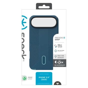 Speck Presidio2 Grip ClickLock & MagSafe - Etui iPhone Air (Deep Sea / Silver Metallic / Spell Blue)
