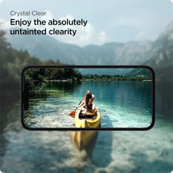 Spigen Alm Glass FC - Szkło hartowane do iPhone 16e / iPhone 14 / iPhone 13 / iPhone 13 Pro (Czarna ramka)