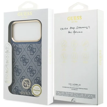 Guess 4G Strass Logo MagSafe - Etui iPhone 17 Pro Max (niebieski)
