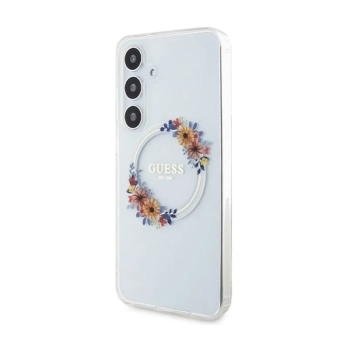 Guess IML Flowers Wreath MagSafe - Etui Samsung Galaxy S24+ (przezroczysty)