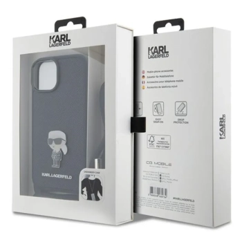 Karl Lagerfeld Crossbody Saffiano Monogram Ikonik Metal Pin - Etui iPhone 15 (czarny)