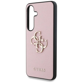 Guess Grained Big 4G Logo Small Classic Logo - Etui do Samsung Galaxy S25+ (różowy)