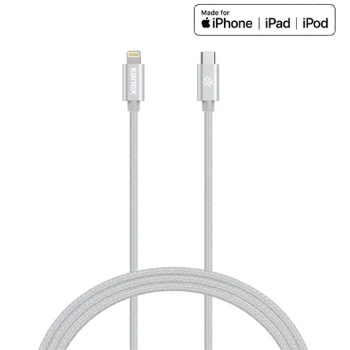 Kanex DuraBraid - Kabel połączeniowy USB-C (Power Delivery) na Lightning certyfikat MFi 1,2 m (Silver)