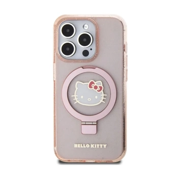 Hello Kitty Ring Stand Glitter Electrop Logo MagSafe - Etui iPhone 15 Pro (różowy)