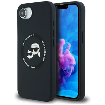 Karl Lagerfeld Silicone Karl & Choupette Heads MagSafe - Etui do iPhone 16e (czarny)