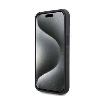 Ferrari Perforated Waves Metal Logo - Etui iPhone 15 (czarny)