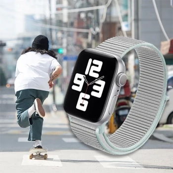 Crong Nylon - Pasek sportowy do Apple Watch 38/40/41 mm (Pastel Grey)