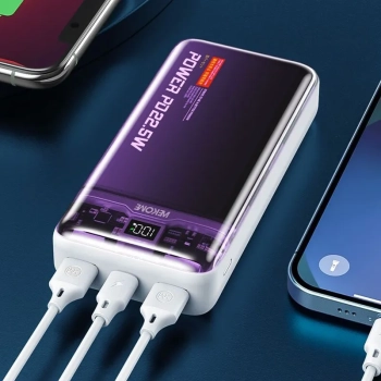 WEKOME WP-353 Vanguard Series - Power bank 10000 mAh PD 20W + QC 22.5W (Fioletowy / Przezroczysty)