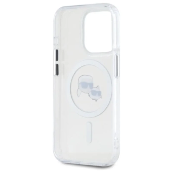 Karl Lagerfeld IML Metal Karl & Choupette Head MagSafe - Etui iPhone 15 Pro Max (biały)